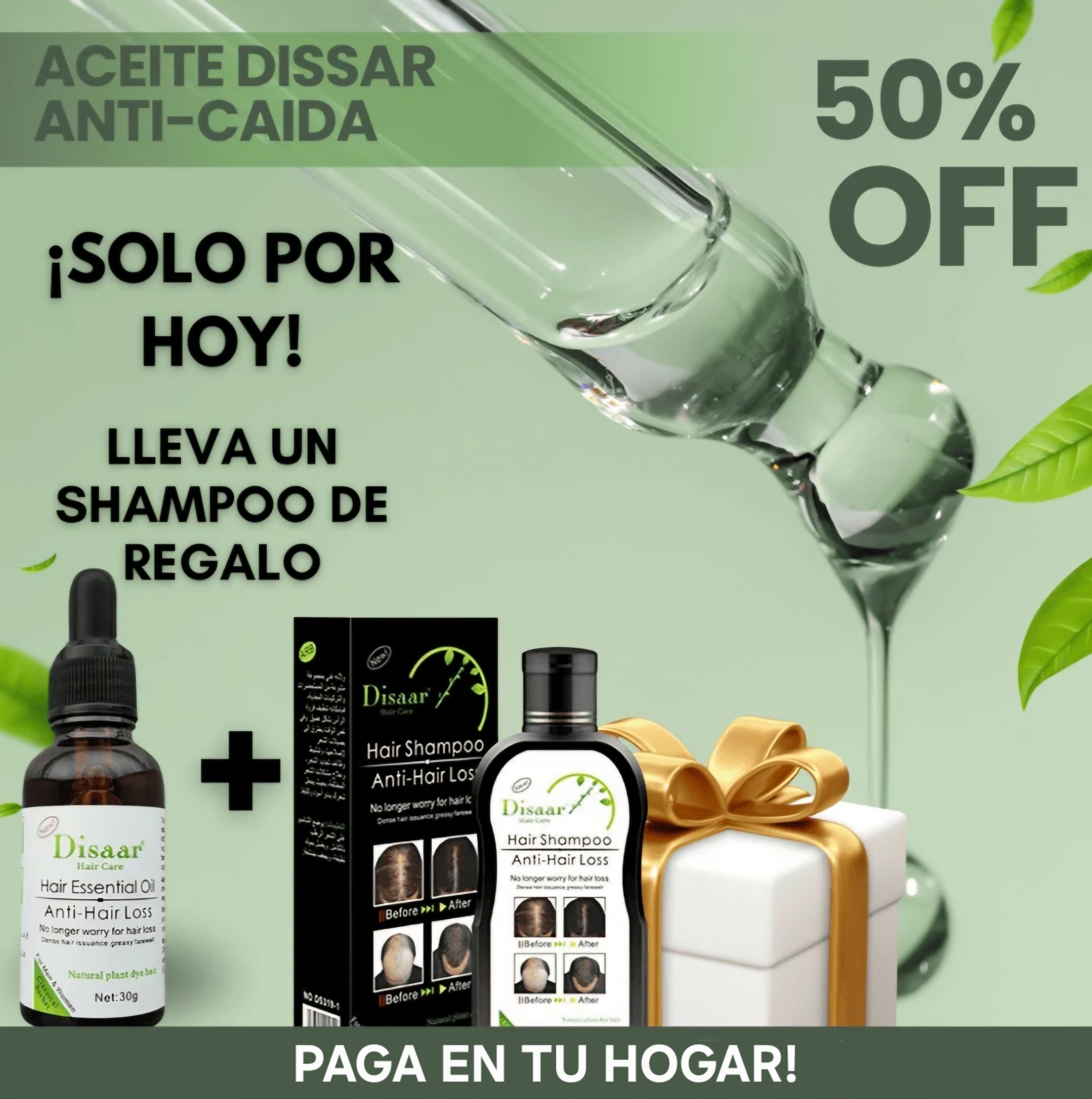 ACEITE ANTICAIDA Y CRECIMIENTO CAPILAR + SHAMPOO DISAAR DE REGALO🎁